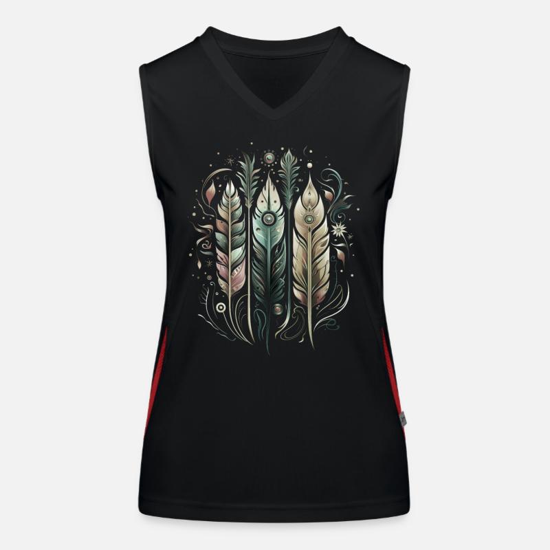 Colorful Feathers, Boho, Ethnic, Style, Indian, Pattern Women's Functional Contrast Tank Top