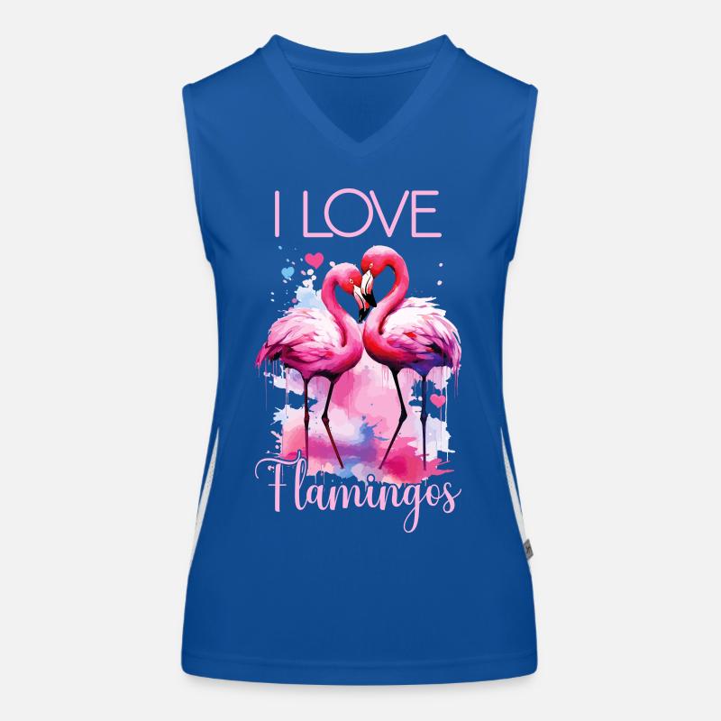 Flamingo I Love Liebe Paar Pärchen Romantisch Herz Funktionelles Kontrast-Tank Top für Frauen