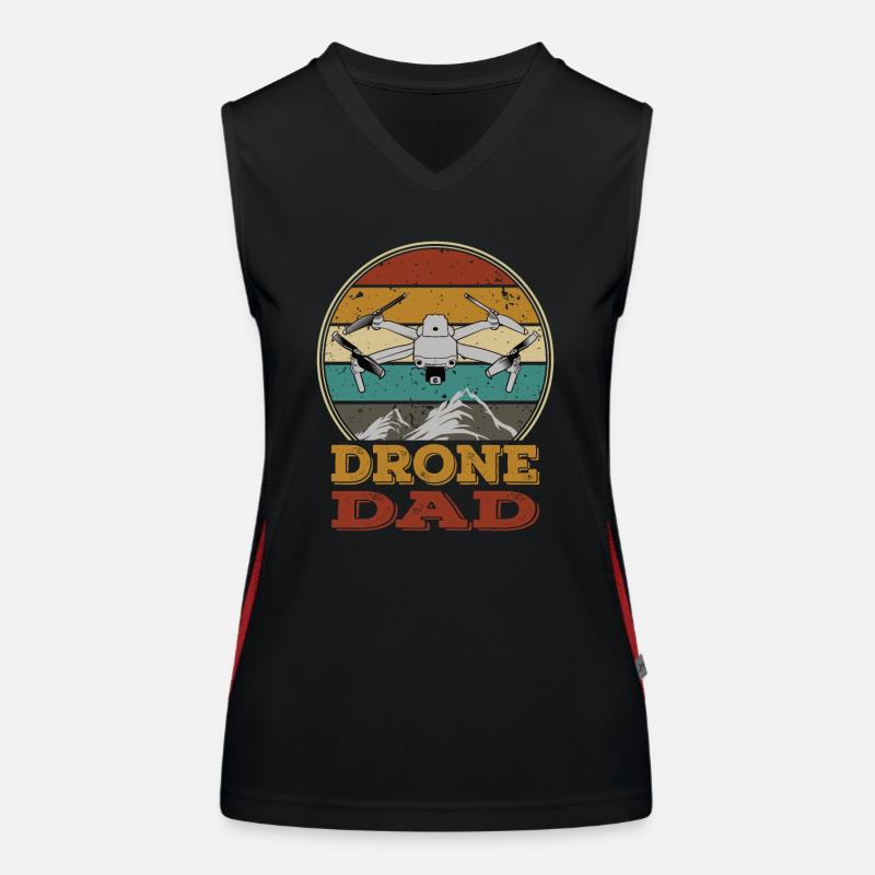 Drones Papa Copter FPV UAS Pilot Drone Dad Daddy Women's Functional Contrast Tank Top