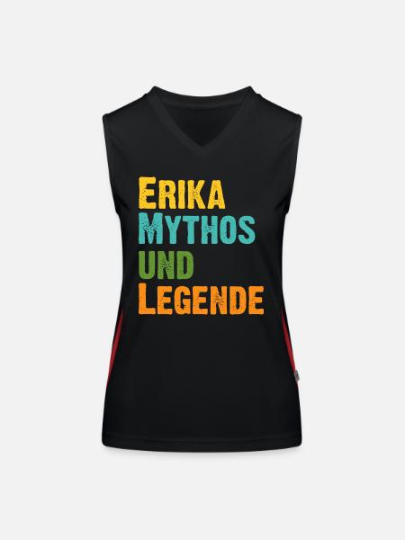 Erika, die Frau der Mythos die Legende Geburtstag - Funktionelles Kontrast-Tank Top für Frauen - Schwarz/Rot - Vorne
