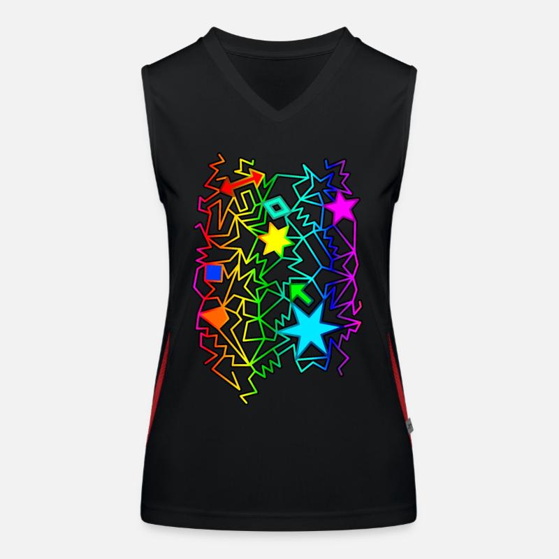 colorful graphic objects Women's Functional Contrast Tank Top