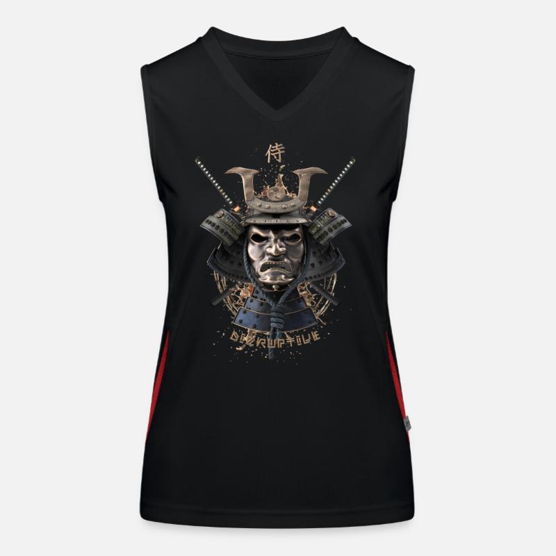 samurai mask katana Funktionelles Kontrast-Tank Top für Frauen
