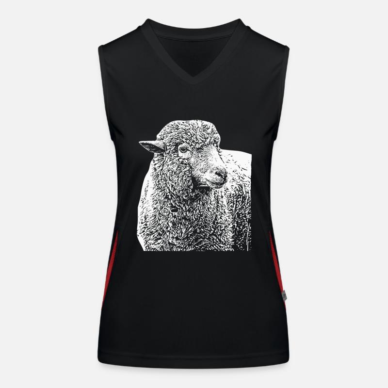 Merinoschaf Schafbock Groß Weis Funktionelles Kontrast-Tank Top für Frauen