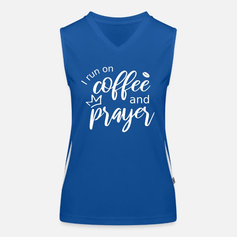 Funny saying I live on coffee and prayer Women's Functional Contrast Tank Top