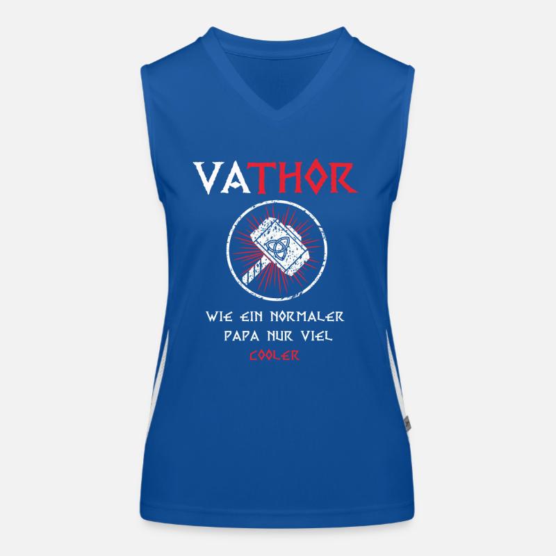 Fathor Vathor Vater Thor Hammer Vatertag Geschenk Funktionelles Kontrast-Tank Top für Frauen