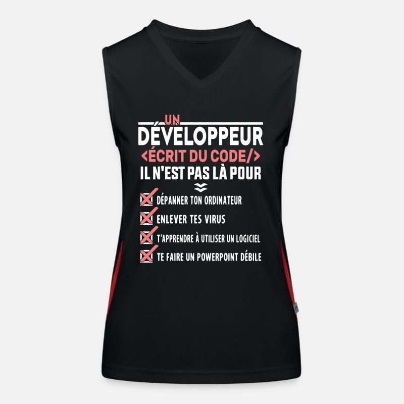 Un Développeur Écrit du Code Cadeau Débardeur respirant contrasté Femme