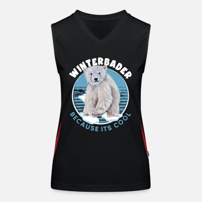 winterbader eisbader eisbär geht eisbaden Funktionelles Kontrast-Tank Top für Frauen