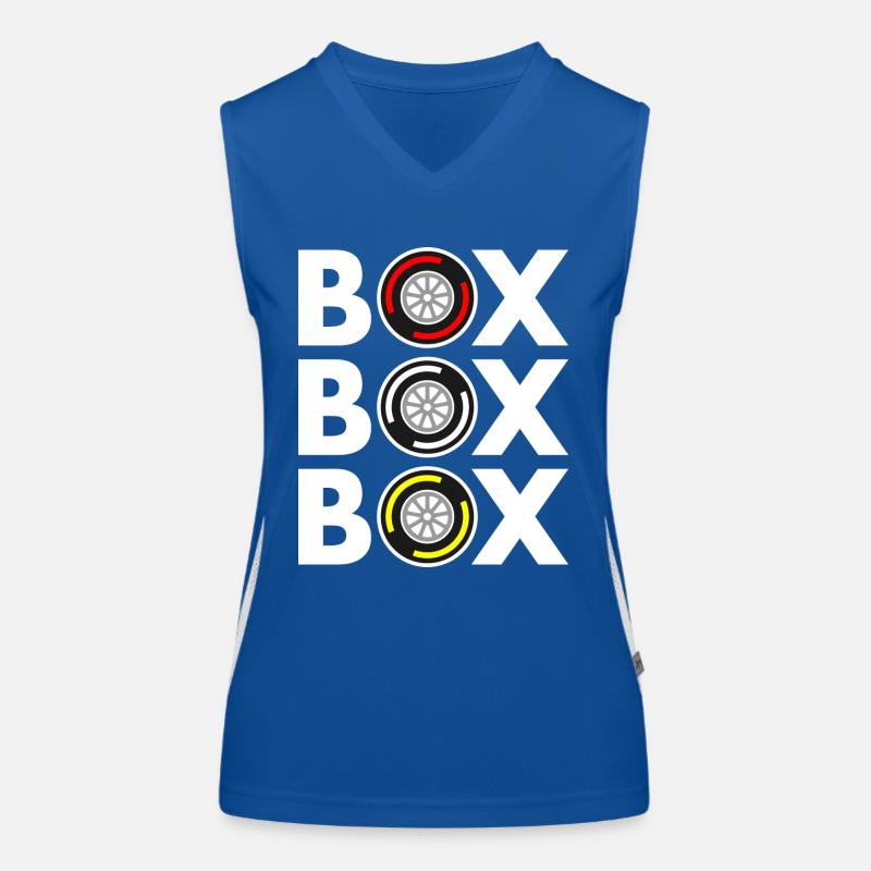 Box Box Box Grand Prix Tyre Compound White Design Women's Functional Contrast Tank Top