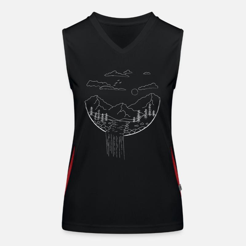 Landschaft in geometrischer Form Funktionelles Kontrast-Tank Top für Frauen