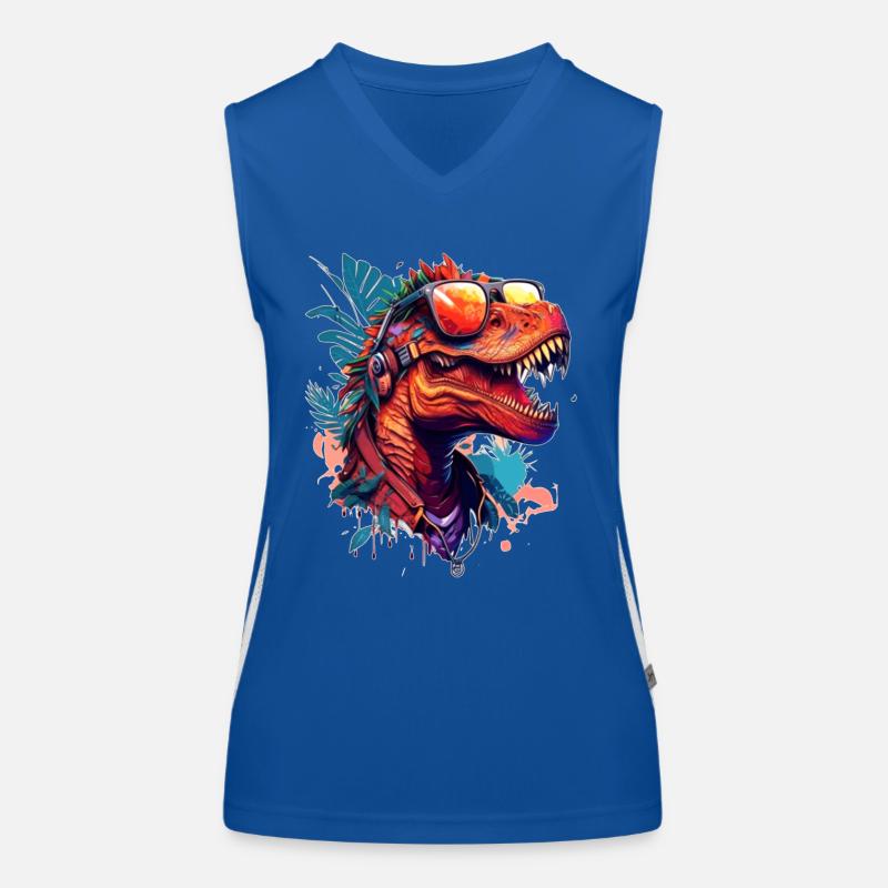 Summer Sun and Party Dino T-Rex Head Women's Functional Contrast Tank Top