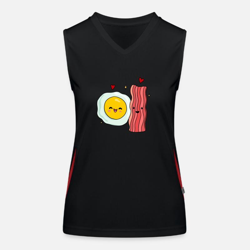 Egg Fried Egg Bacon Couple Women's Functional Contrast Tank Top