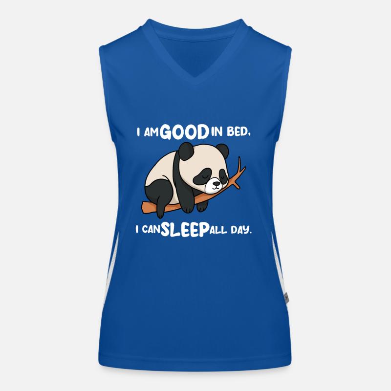 Ich bin gut im Bett Panda Funktionelles Kontrast-Tank Top für Frauen