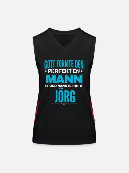 Jörg Name Design - Funktionelles Kontrast-Tank Top für Frauen - Schwarz/Rot - Vorne