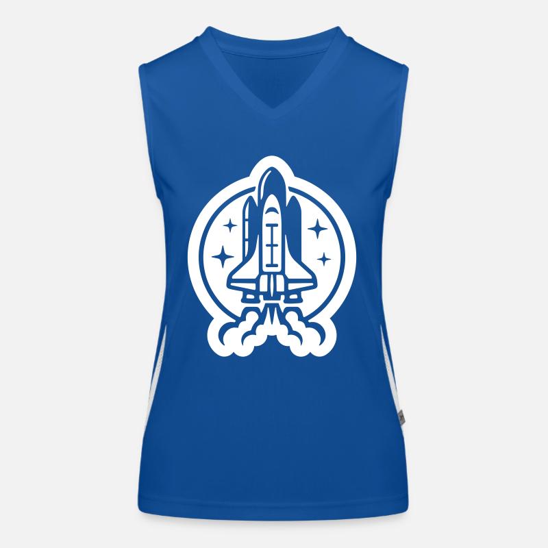 Space shuttle launch logo icon. Take off. rocket Women's Functional Contrast Tank Top