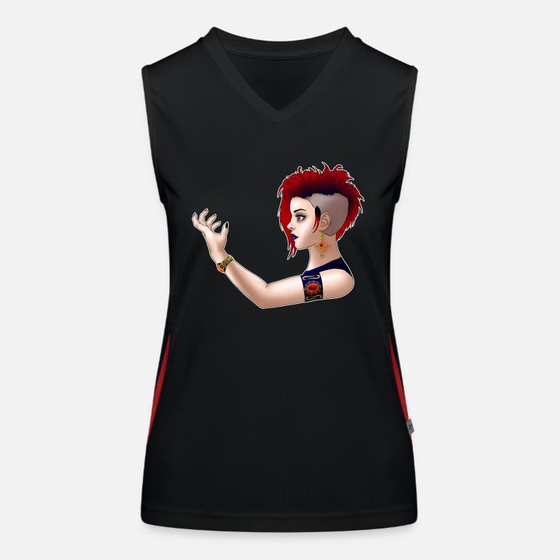 Fille punk gothique avec cadre blanc Débardeur respirant contrasté Femme