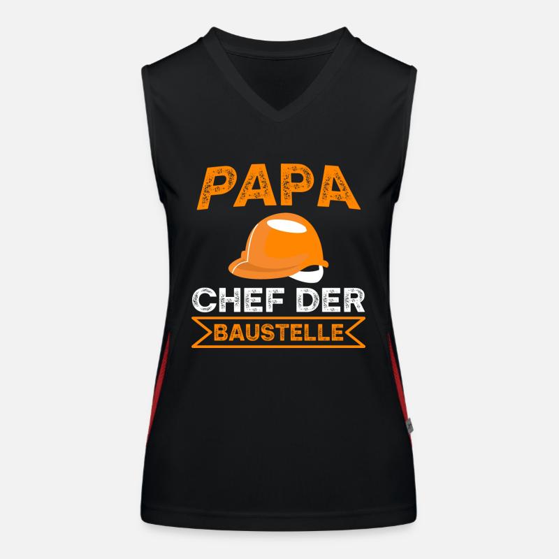 Papa Chef der Baustelle Spruch Funktionelles Kontrast-Tank Top für Frauen