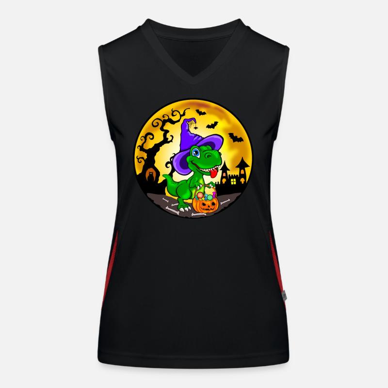 T-Rex Halloween - Dinosaurier Halloween Funktionelles Kontrast-Tank Top für Frauen
