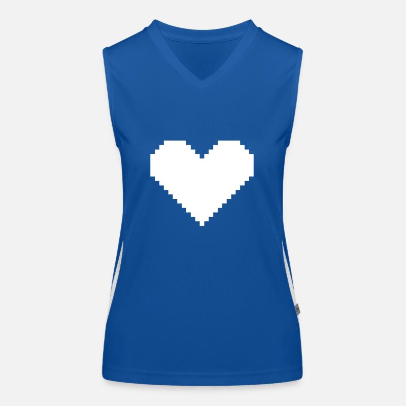 Pixel coeur blanc Débardeur respirant contrasté Femme