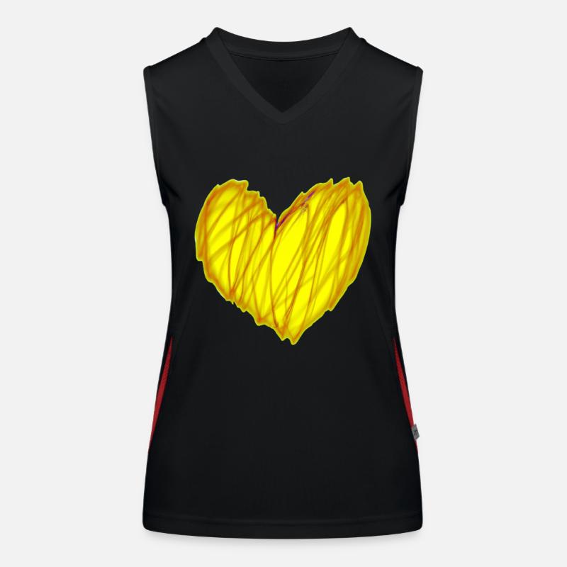 Herz gelb Geschenkidee Liebe Valentinstag Funktionelles Kontrast-Tank Top für Frauen
