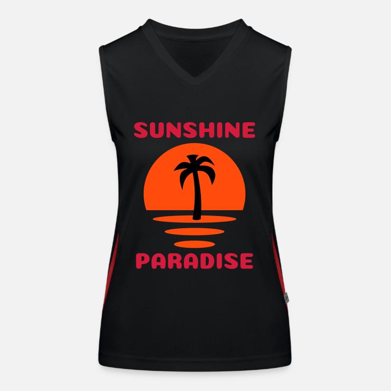 Sunshine, paradise (Half Sun, Palm Tree) Women's Functional Contrast Tank Top