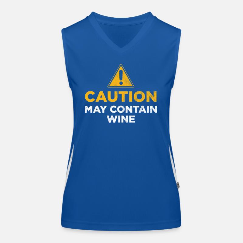 Caution may contain wine Women's Functional Contrast Tank Top