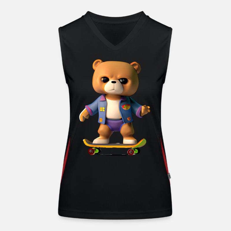 Cool bear sur skateboard - Style décontracté Débardeur respirant contrasté Femme
