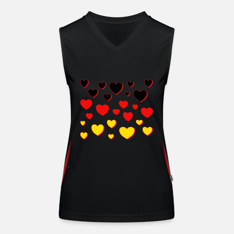 Germany Flag Hearts Women's Functional Contrast Tank Top
