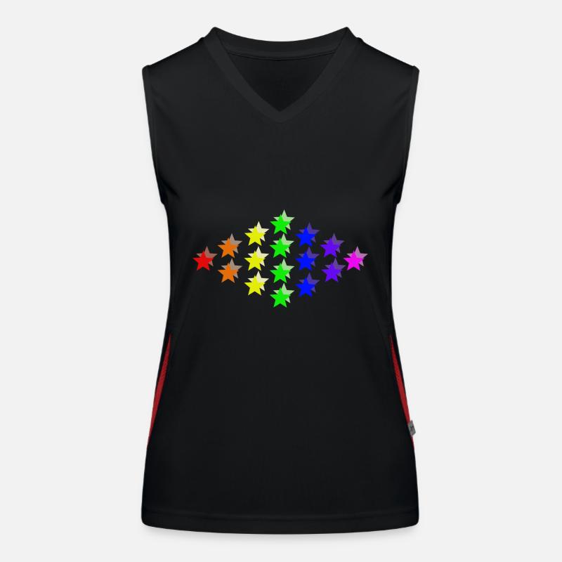 Sterne bunt Regenbogen Geschenkidee Funktionelles Kontrast-Tank Top für Frauen