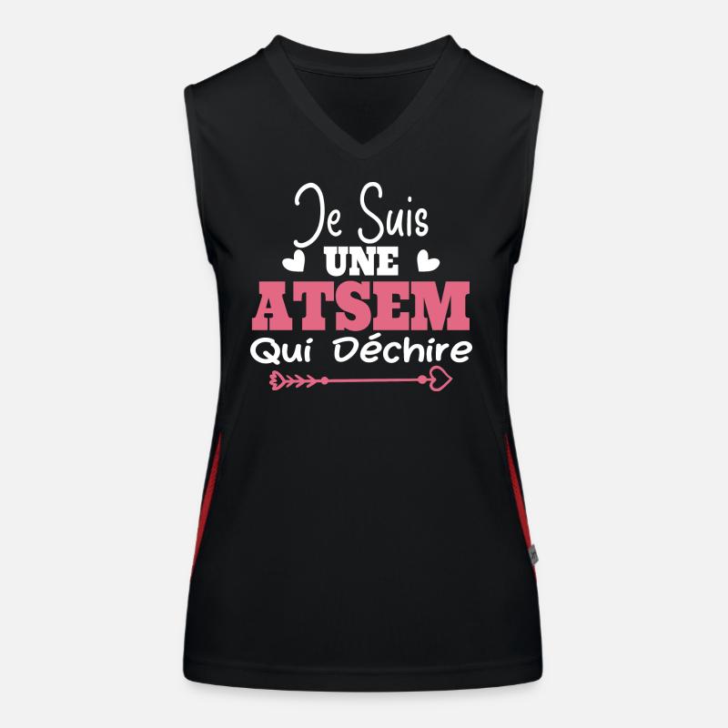 Je suis une ATSEM qui déchire Idée Cadeau Atsem Débardeur respirant contrasté Femme