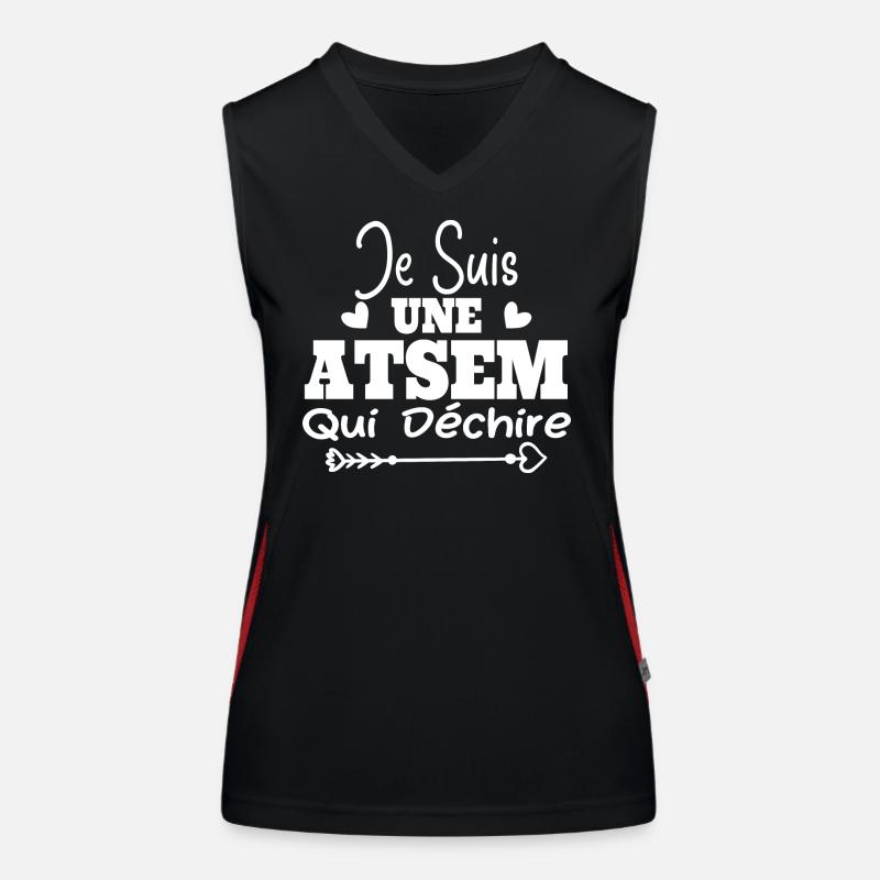 Je suis une ATSEM qui déchire Idée Cadeau Atsem Débardeur respirant contrasté Femme