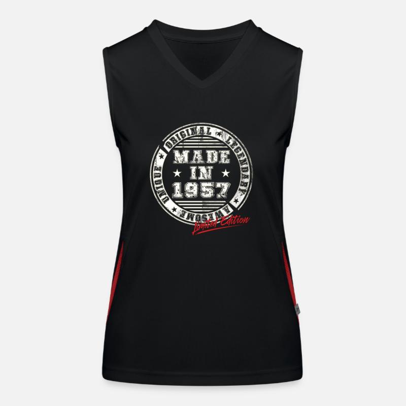 Retro Patch Vintage 1957 Birthday Gift Women's Functional Contrast Tank Top