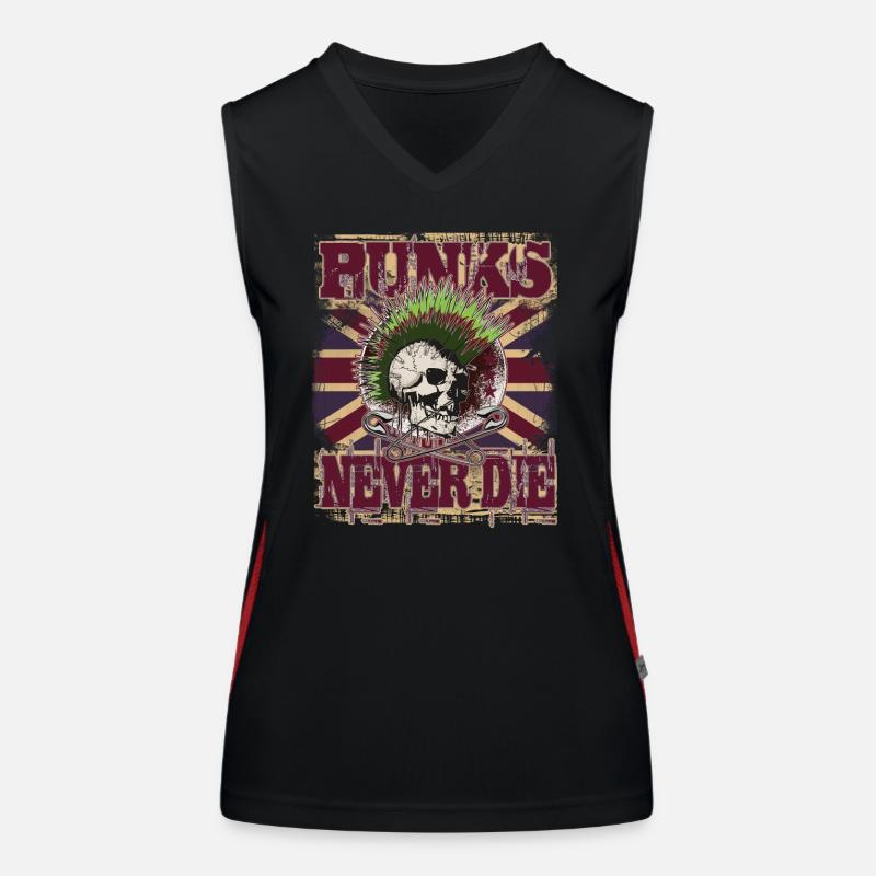 Punks Never Die, Union Jack, Punk Skull Women's Functional Contrast Tank Top