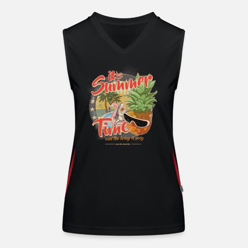 Summer Time Shark Flamingo Pineapple Women's Functional Contrast Tank Top