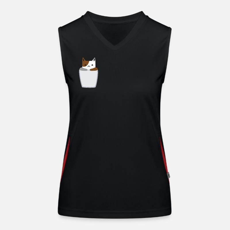 Poche poitrine avec chat Débardeur respirant contrasté Femme