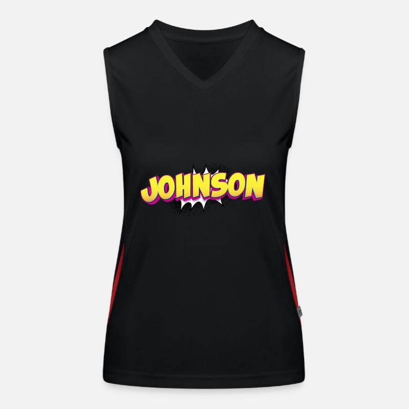 Johnson Custom Name Comic Book Style Pop Art, Women's Functional Contrast Tank Top