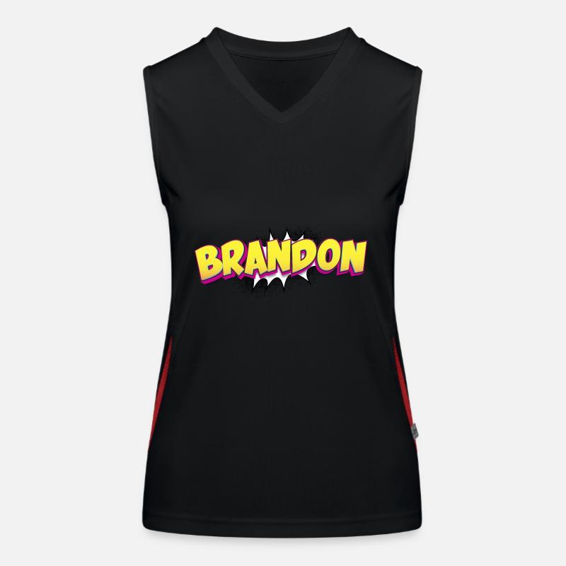 Brandon Custom Name Comic Book Style Pop Art, Women's Functional Contrast Tank Top