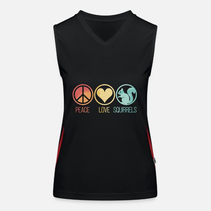 Peace Love Squirrels Eichhörnchen Funktionelles Kontrast-Tank Top für Frauen