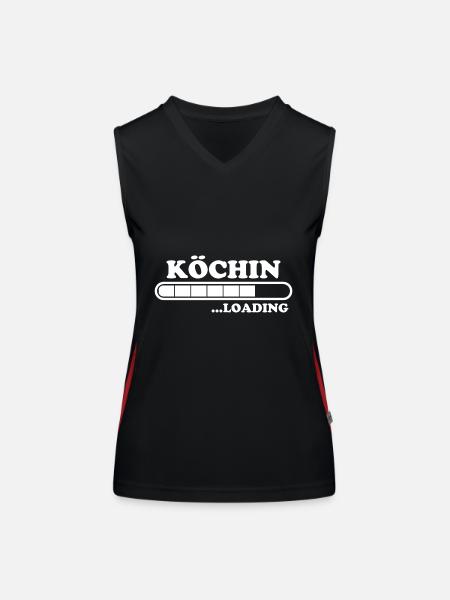 Köchin Spruch Kochen Job Lustiges Köchin Geschenk - Funktionelles Kontrast-Tank Top für Frauen - Schwarz/Rot - Vorne