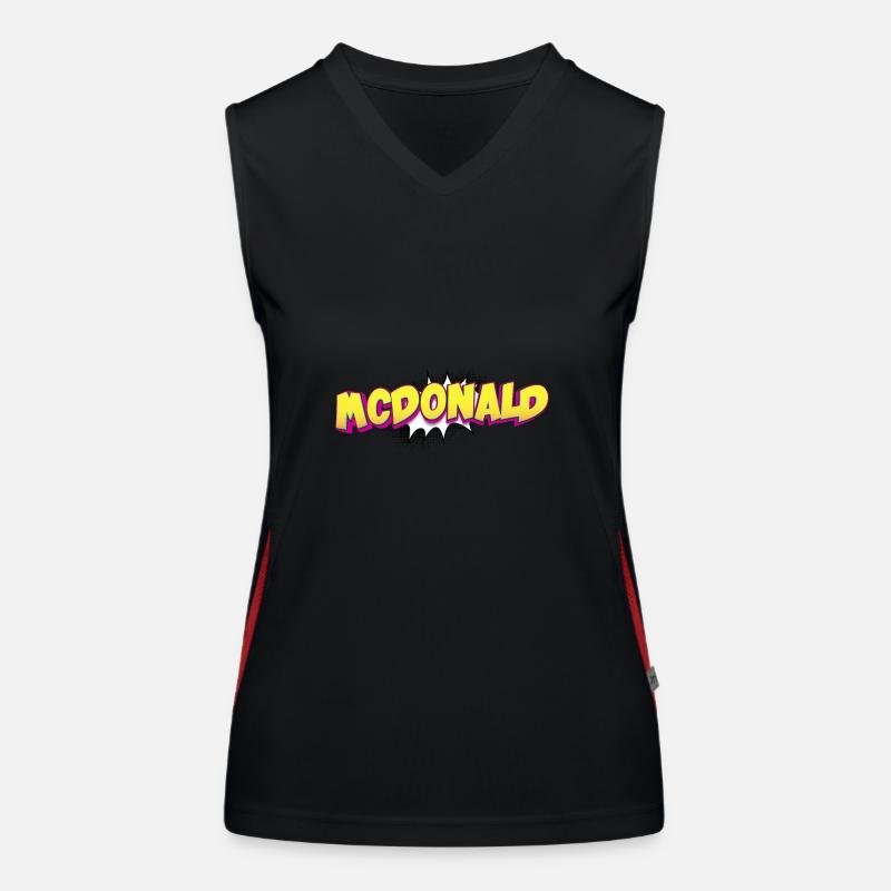 McDonald Custom Name Comic Book Style Pop Art, Funktionelles Kontrast-Tank Top für Frauen