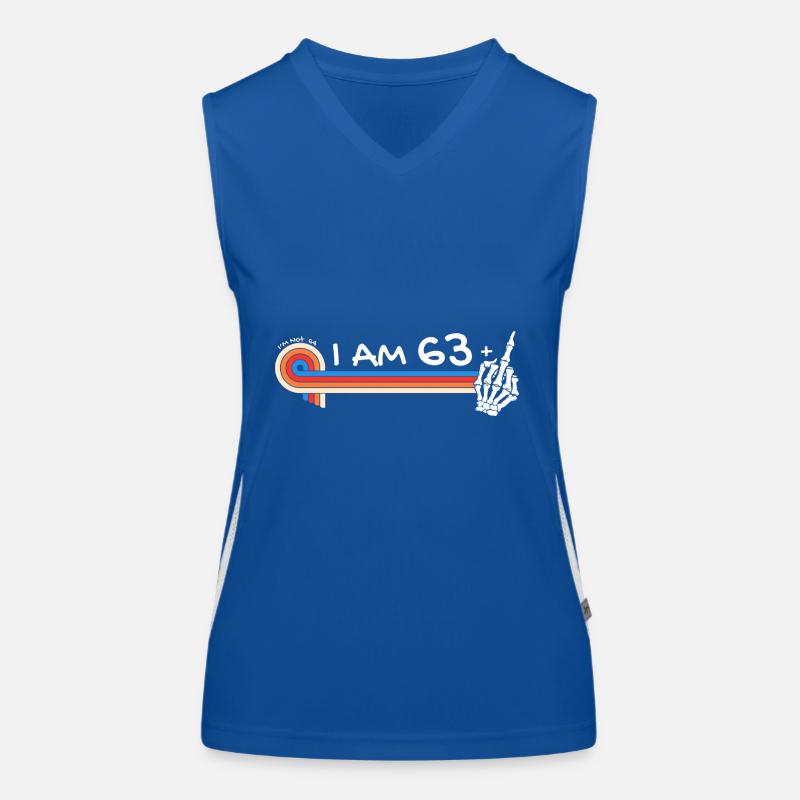 Ich bin 63 plus Mittelfinger - 64. Geburtstag Funktionelles Kontrast-Tank Top für Frauen