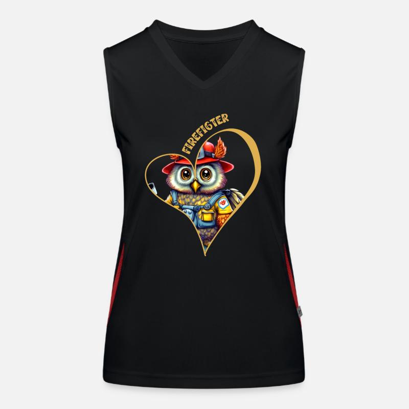 Feuerwehrmann, Eulenliebe Funktionelles Kontrast-Tank Top für Frauen