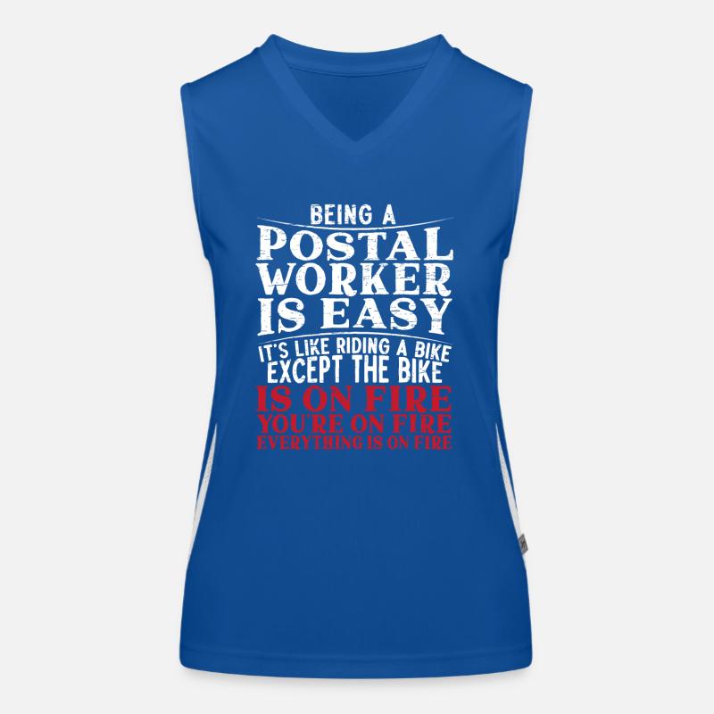 Being A Postal Worker Is Easy Funny Mailman Women's Functional Contrast Tank Top