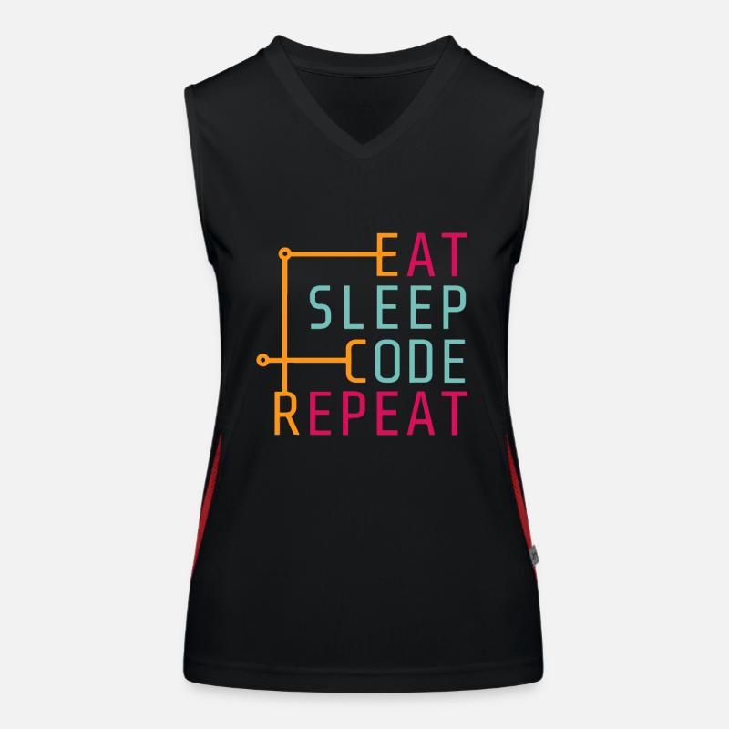 Eat Sleep Code Repeat - Coder Developer Computer Women's Functional Contrast Tank Top