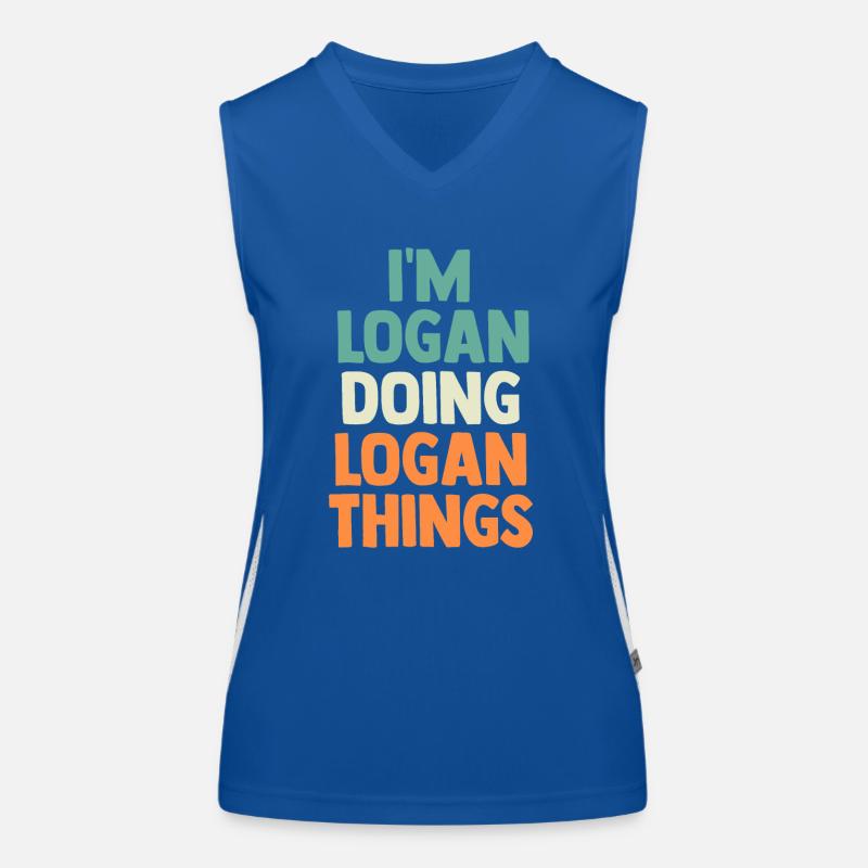 Ich bin Logan mache Logan Dinge Personalisierter Name Funktionelles Kontrast-Tank Top für Frauen