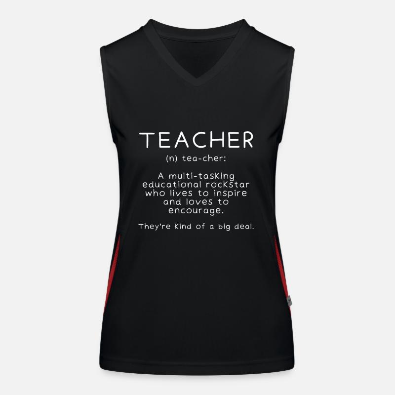 Teacher Definition - Funny Teaching School Teacher Women's Functional Contrast Tank Top