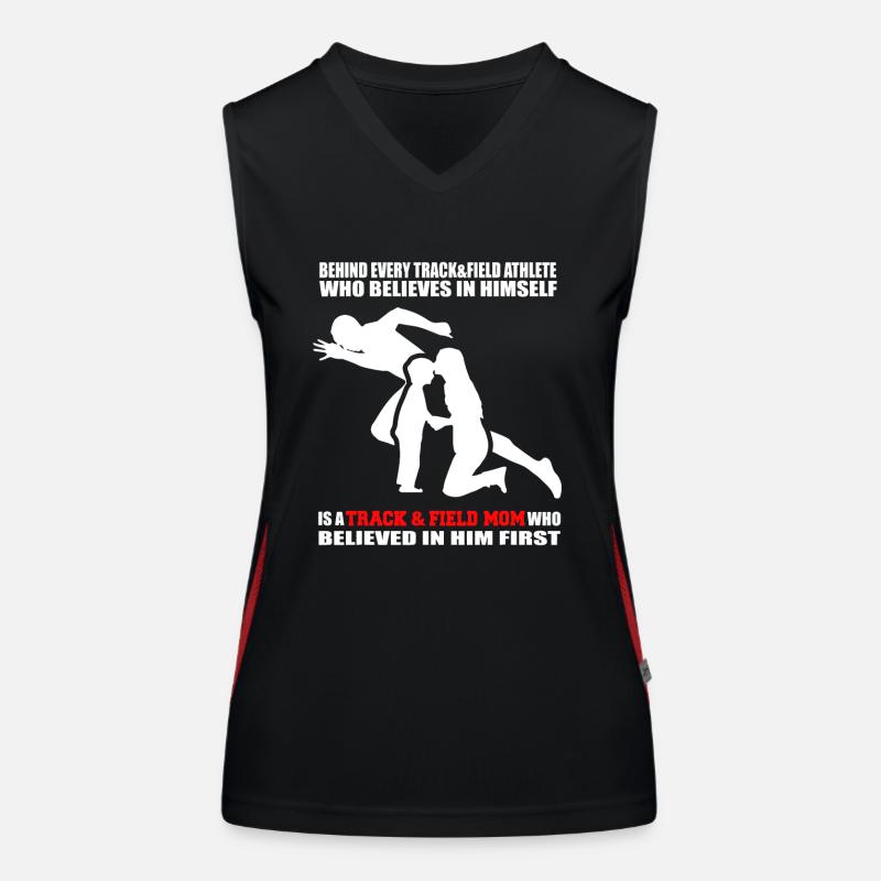 Hinter jedem Athleten steht eine Leichtathletik-Mutter Funktionelles Kontrast-Tank Top für Frauen