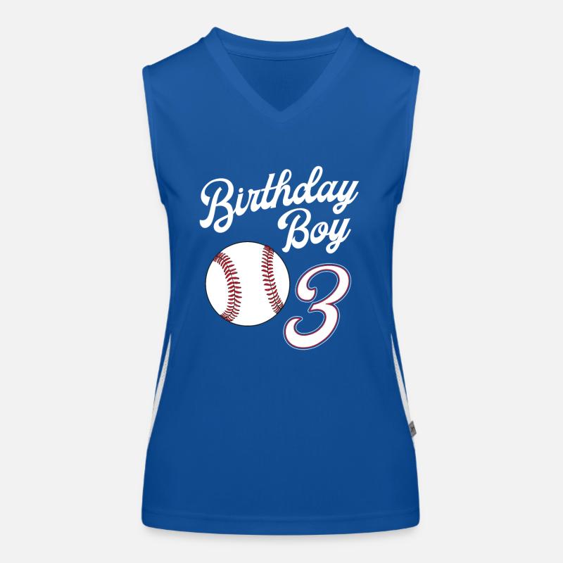 3 Years Old Baseball Themed 3rd Birthday Party Women's Functional Contrast Tank Top