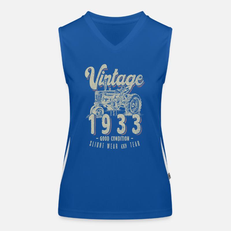 Oldtimer Traktor Farmer Geburtstag Geboren 1933 Funktionelles Kontrast-Tank Top für Frauen