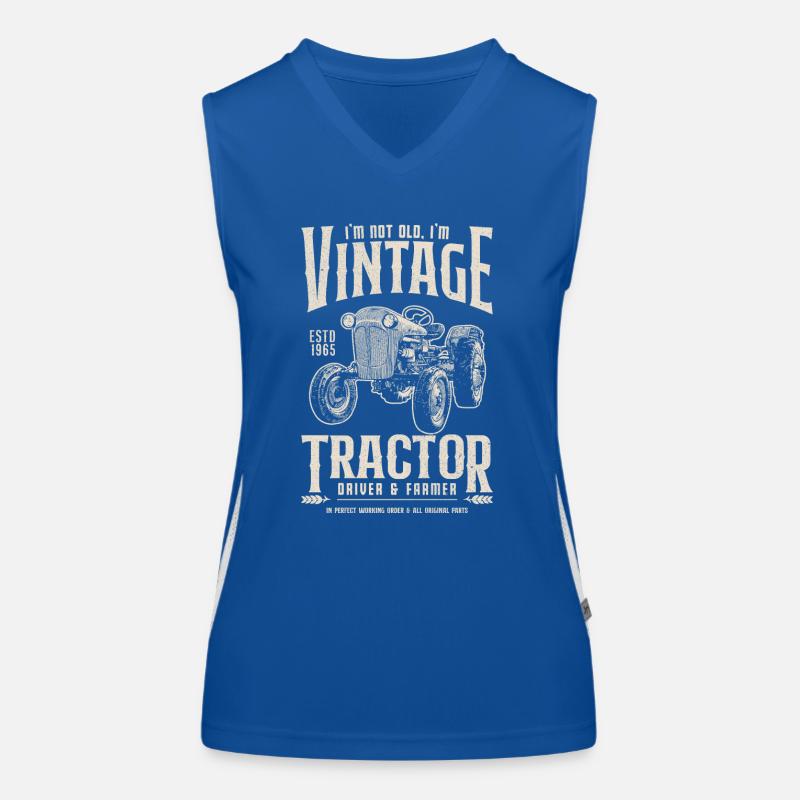 Oldtimer Traktor Bauer Geburtstag Jahrgang 1965 Funktionelles Kontrast-Tank Top für Frauen