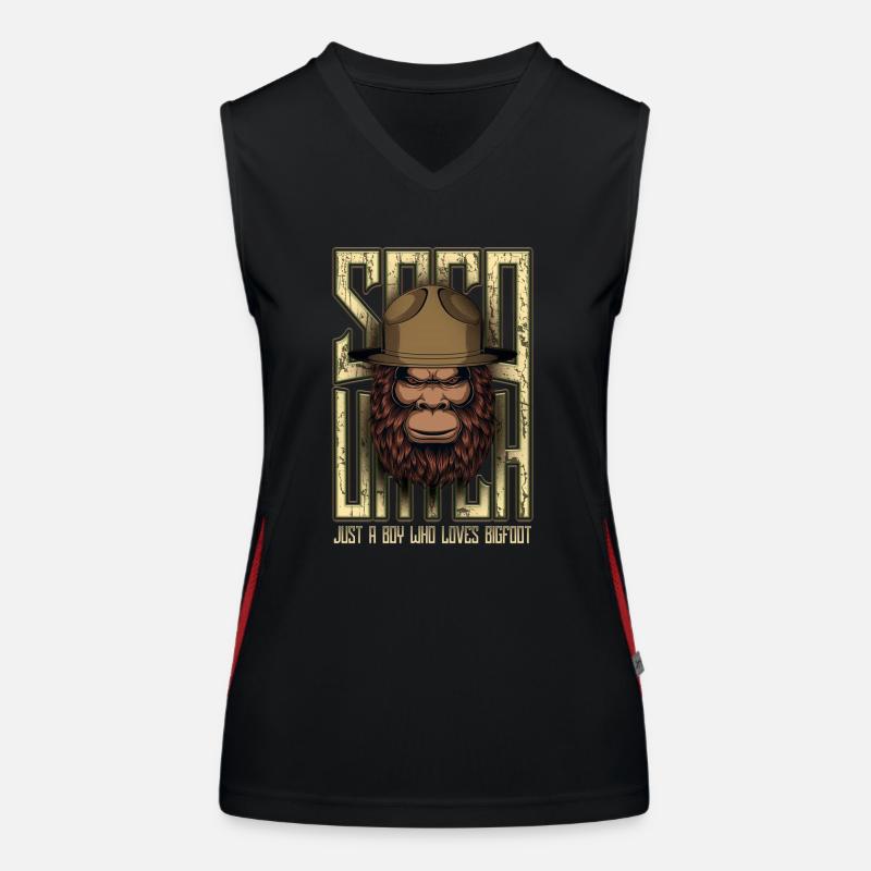 Nur ein Junge, der Bigfoot Sasquatch liebt Funktionelles Kontrast-Tank Top für Frauen